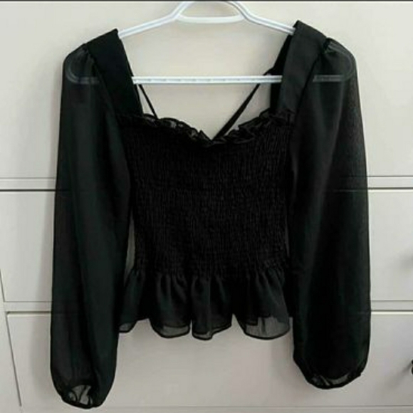 Oak and Fort Black Chiffon Blouse - Picture 2 of 3